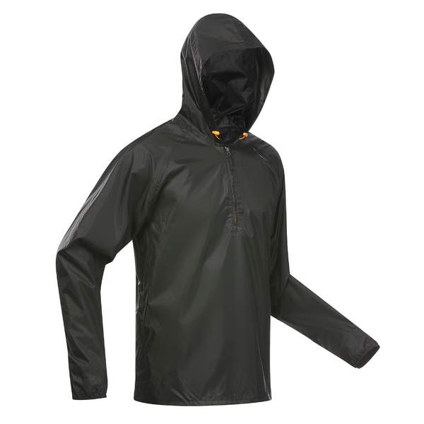 Дождевик для походов мужской черный NH 100 RAINCUT DEMI ZIP Quechua
