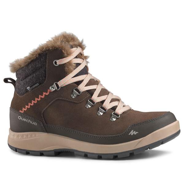 Ботинки походные кожаные теплые водонепроницаемые женские SH500 X-WARM Quechua