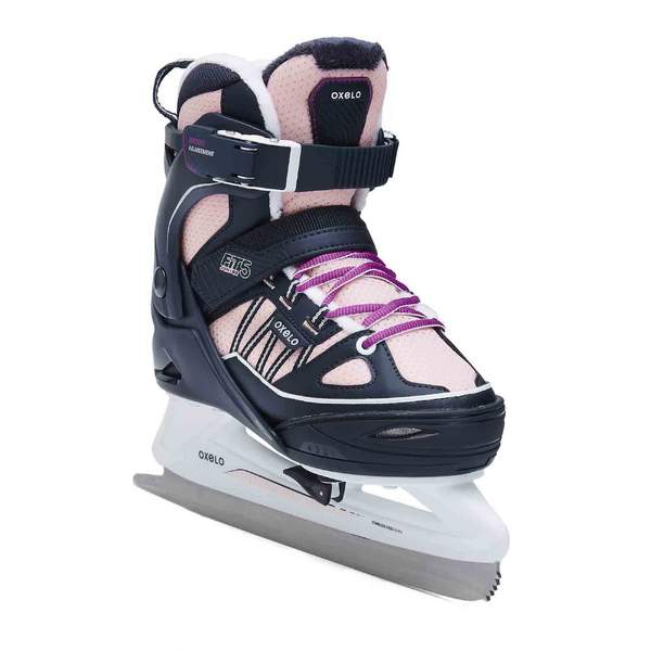 Коньки ледовые детские раздвижные сине-розовые FIT500 Oxelo