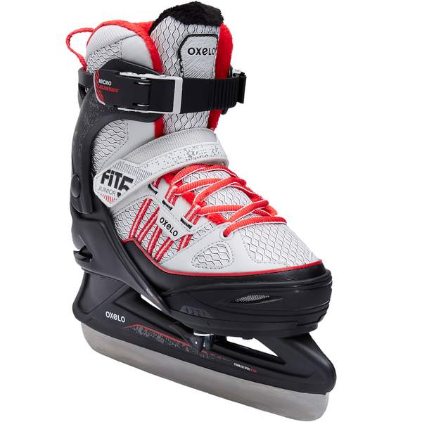 Коньки ледовые детские серо-красные FIT 500 Oxelo