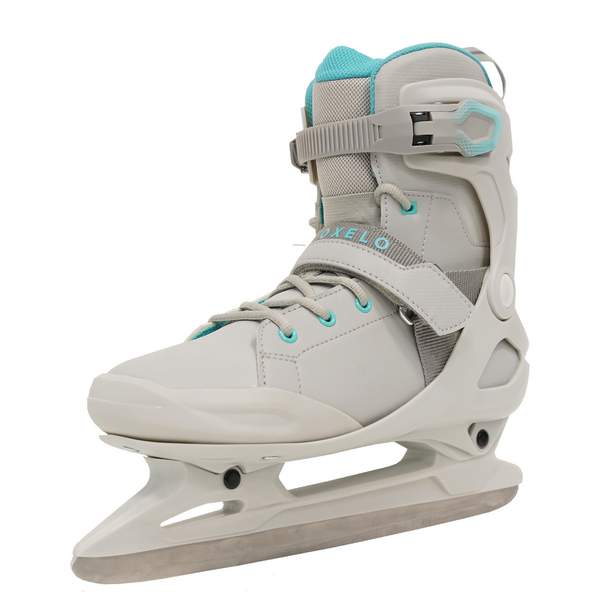 Коньки ледовые для взрослых женские серо-бирюзовые FIT500 Oxelo