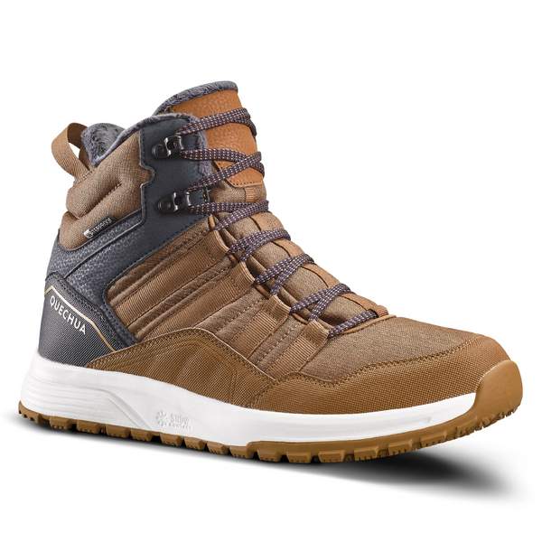 Ботинки для походов зимние водонепроницаемые мужские коричневые SH100 WARM MID Quechua