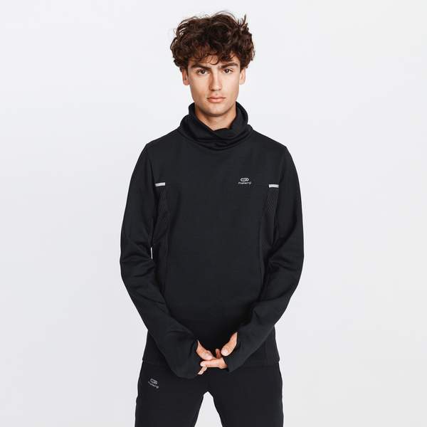 Толстовка для бега мужская черная RUN WARM+ Kalenji