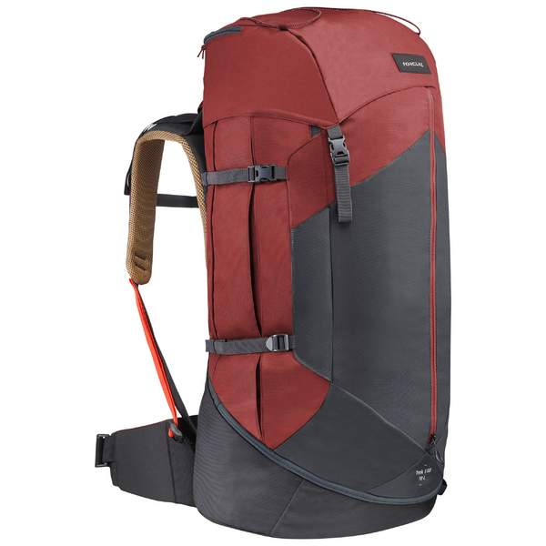 Рюкзак туристический 70 л мужской охрового цвета MT 100 EASYFIT Forclaz