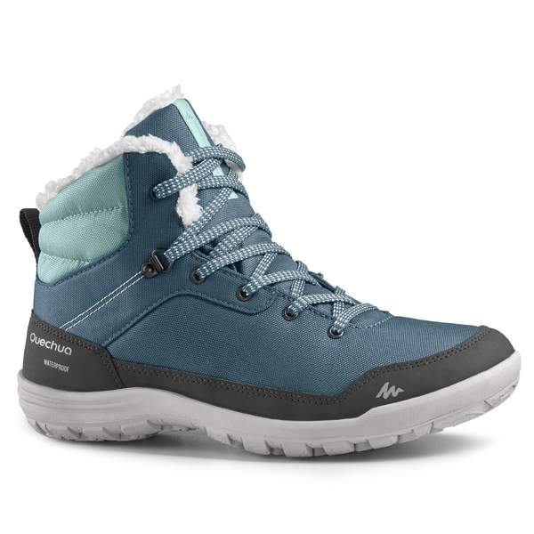 Ботинки для походов зимние водонепроницаемые женские cиние SH100 WARM MID Quechua