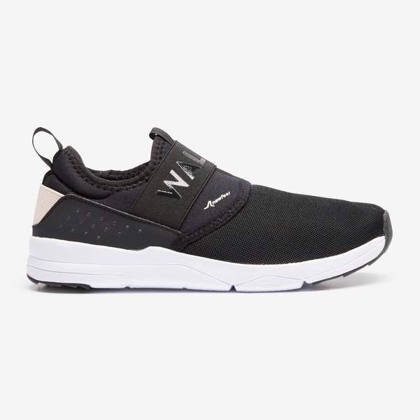 Кроссовки для ходьбы женские черно-белые PW 160 SLIP ON Newfeel