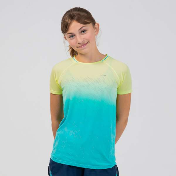 Футболка для бега и легкой атлетики для девочек бирюзовая TSHIRT CARE Kalenji
