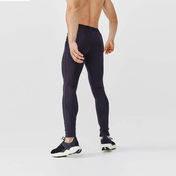 Тайтсы для бега длинные мужские черные RUN DRY PLUS Kalenji