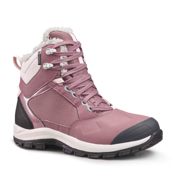Ботинки для походов теплые водонепроницаемые женские розовые SH520 X-WARM MID Quechua